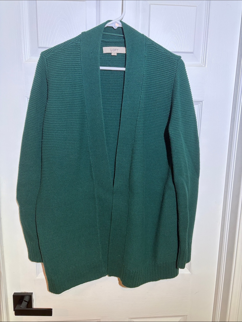 LOFT Women's Dark Teal Open-Front Knit Cardigan